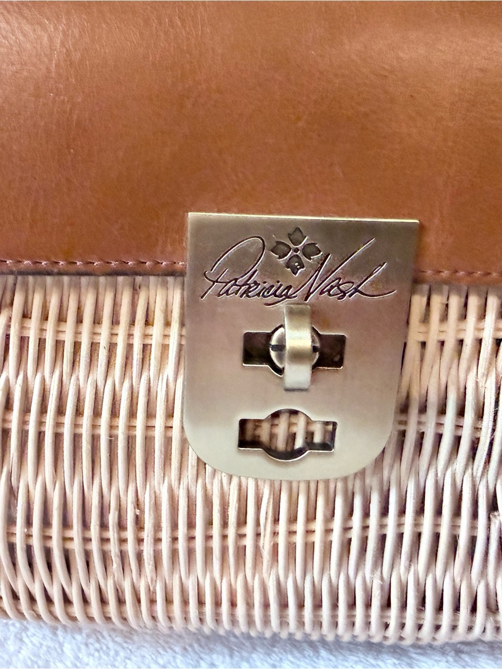 Patricia Nash Brown Leather & Natural Wicker Top-Handle Satchel - Picture 2 of 11